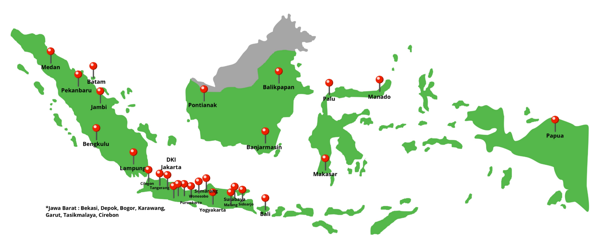 Peta Jangkauan Distribusi Golden Brown Pasta di Indonesia